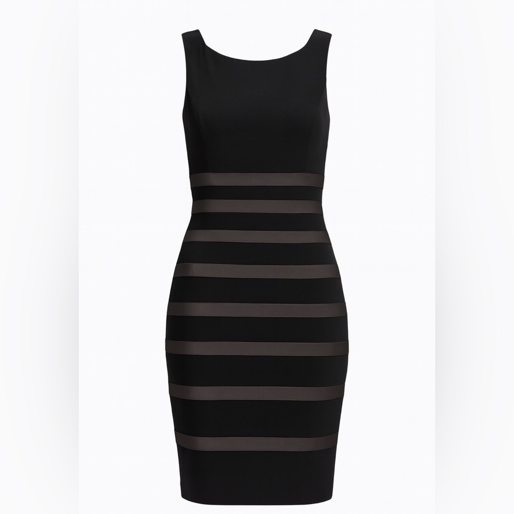 Lauren Ralph Lauren Black Mesh Stripe Dress Sleeveless
